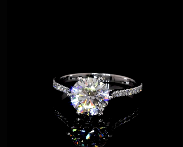 Jael Round Diamond Band Moissanite Engagement Ring