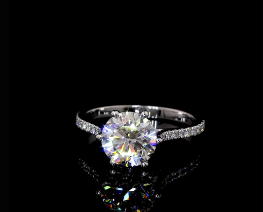 Jael Round Diamond Band Moissanite Engagement Ring