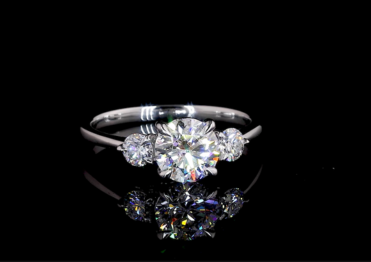 Saskia Round Three Stone Moissanite Engagement Ring