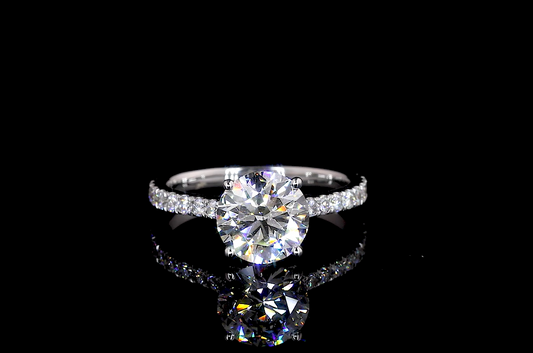 Halcyon Round Diamond Band Moissanite Engagement Ring