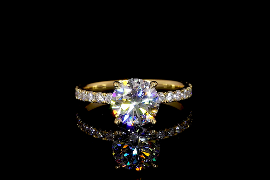 Maeve Round Diamond Band Moissanite Engagement Ring