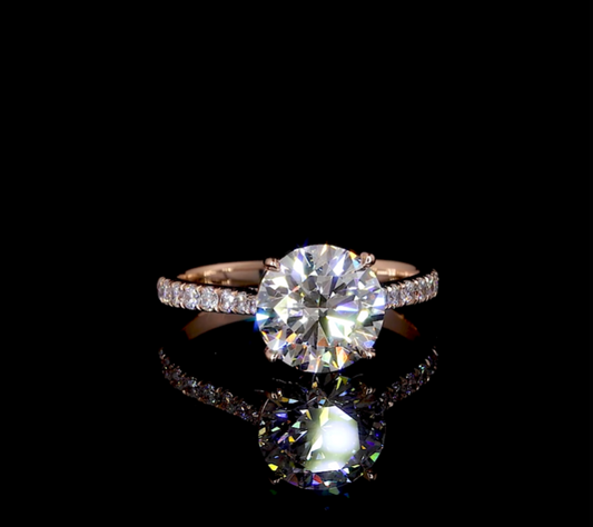 Clio Round Diamond Band Moissanite Engagement Ring