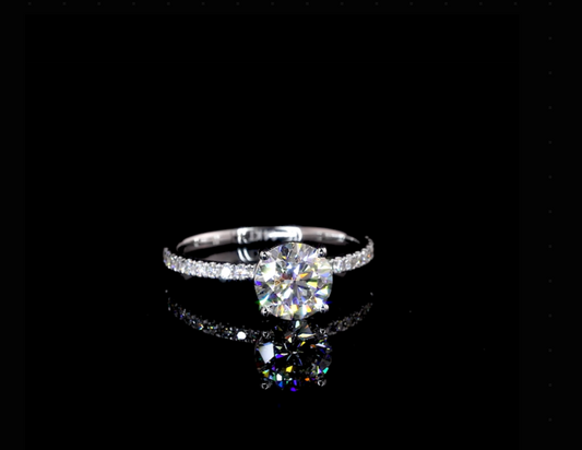 Yati Round Diamond Band Moissanite Engagement Ring