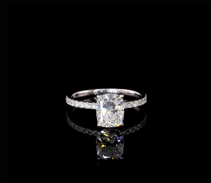 Yati Cushion Diamond Band Moissanite Engagement Ring