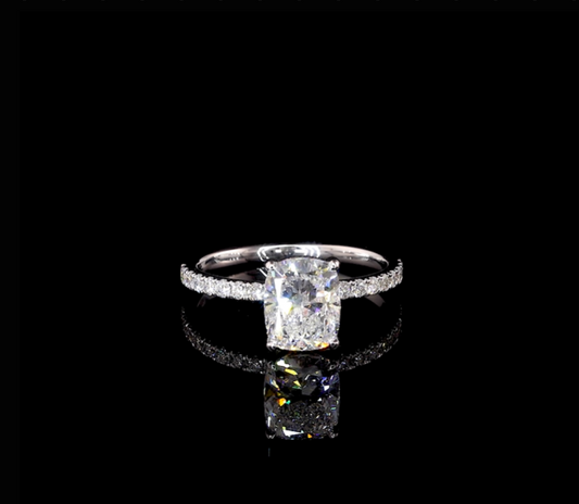 Yati Cushion Diamond Band Moissanite Engagement Ring