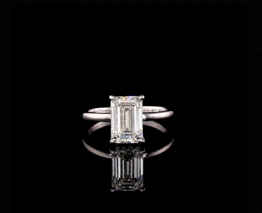 Penelope Emerald Two Tone Hidden Halo Moissanite Engagement Ring