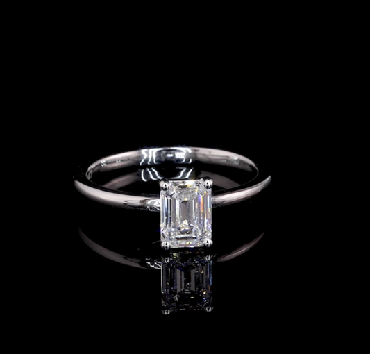 Dasha Emerald Solitaire Moissanite Engagement Ring