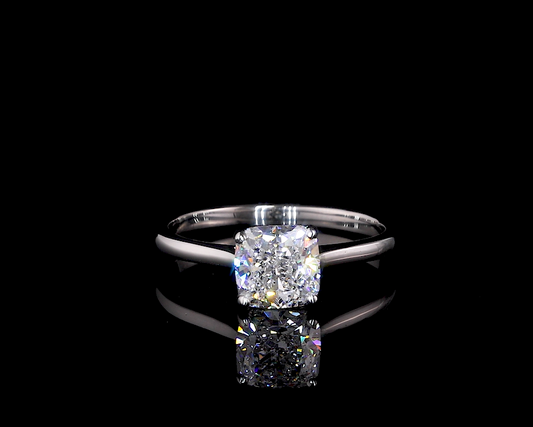 Peony Cushion Solitaire Moissanite Engagement Ring