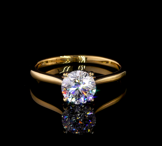 Peony Round Solitaire Moissanite Engagement Ring