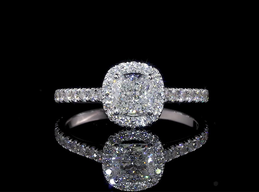 Joliette Cushion Halo Moissanite Engagement Ring