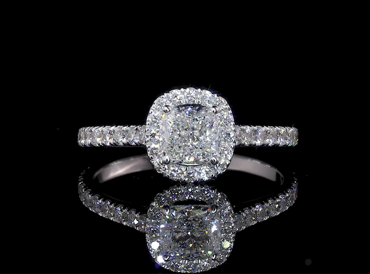 Joliette Cushion Halo Moissanite Engagement Ring