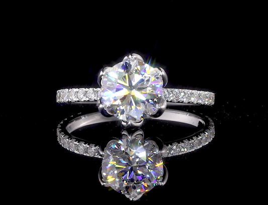 Esperanza Round Diamond Band Moissanite Engagement Ring