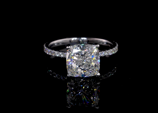 Eira Cushion Diamond Band Moissanite Engagement Ring