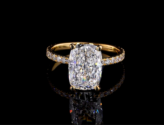 Rosalba Cushion Diamond Band Moissanite Engagement Ring