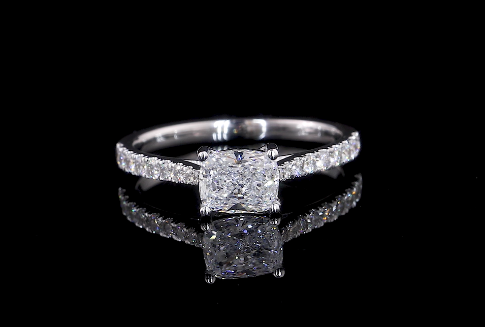 Bellamy Cushion Diamond Band Moissanite Engagement Ring