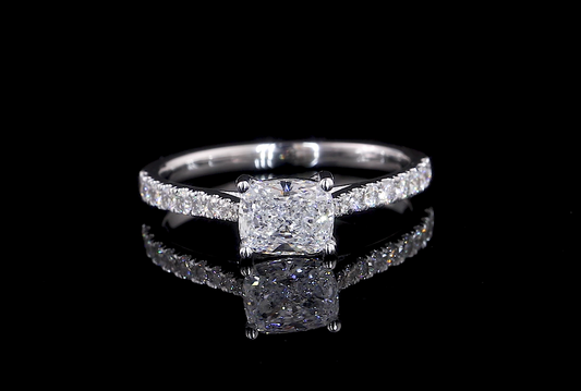 Bellamy Cushion Diamond Band Moissanite Engagement Ring