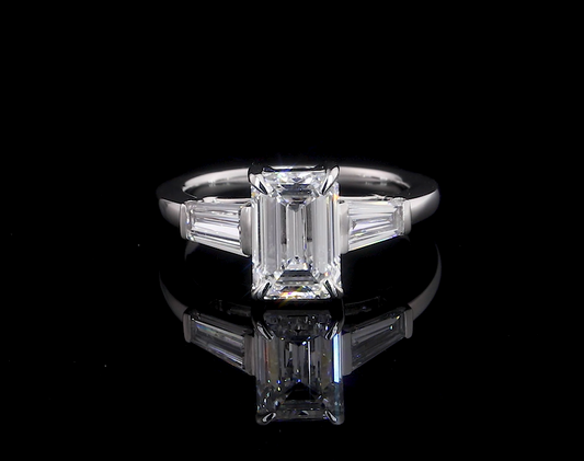 Jara Emerald Three Stone Moissanite Engagement Ring