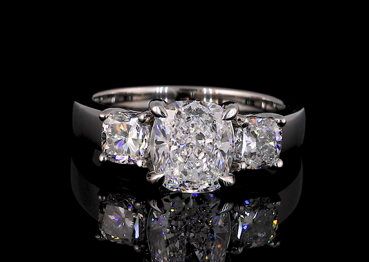 Tabitha Cushion Three Stone Moissanite Engagement Ring