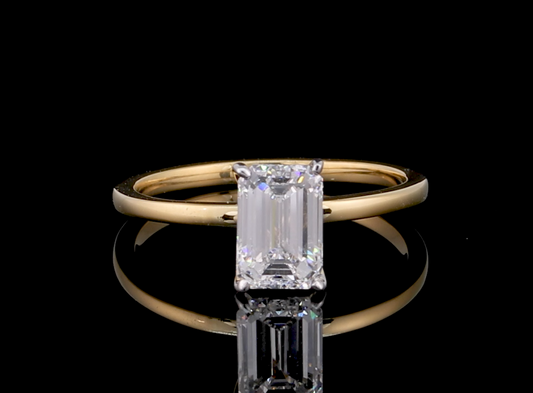 Katherine Emerald Solitaire Moissanite Engagement Ring