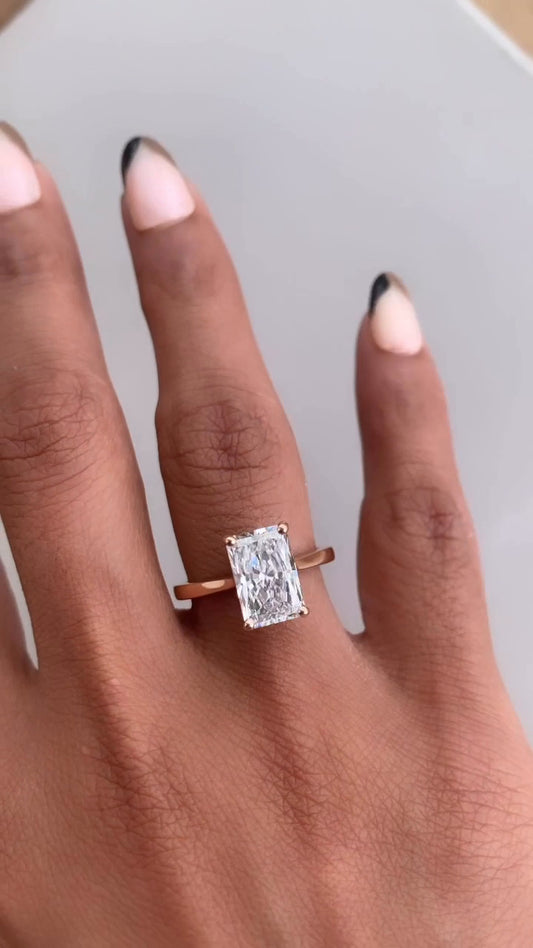 Simone Radiant Solitaire Moissanite Engagement Ring