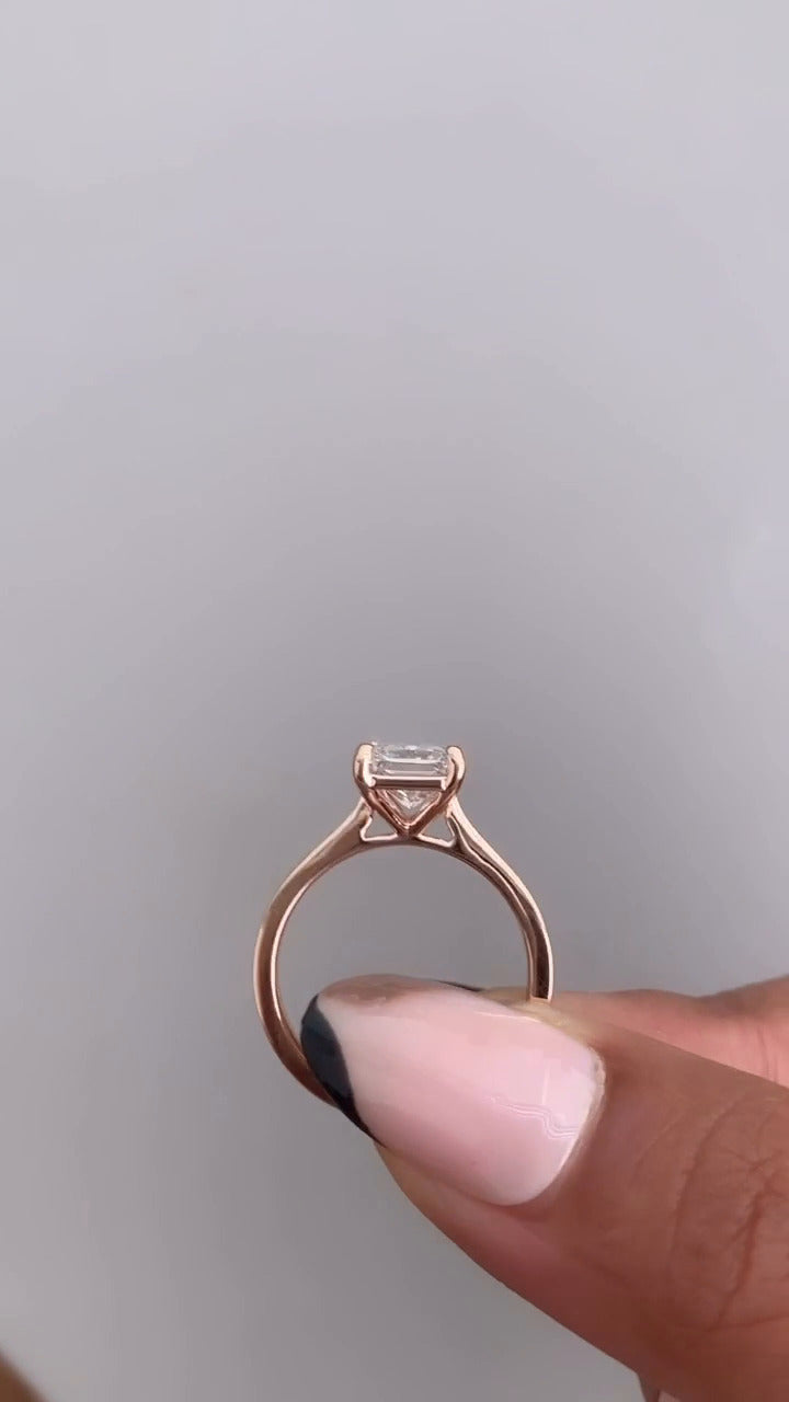 Simone Radiant Solitaire Moissanite Engagement Ring