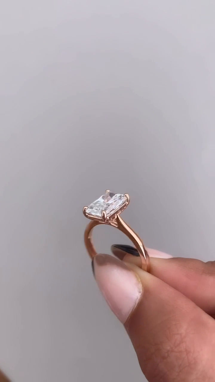 Simone Radiant Solitaire Moissanite Engagement Ring