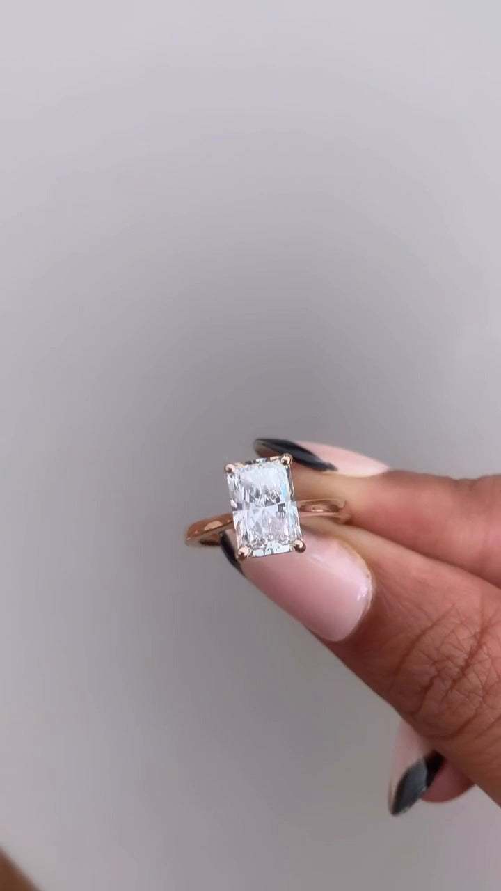 Simone Radiant Solitaire Moissanite Engagement Ring