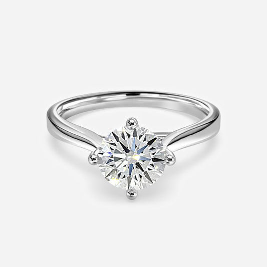 Ziva Round Solitaire Moissanite Engagement Ring