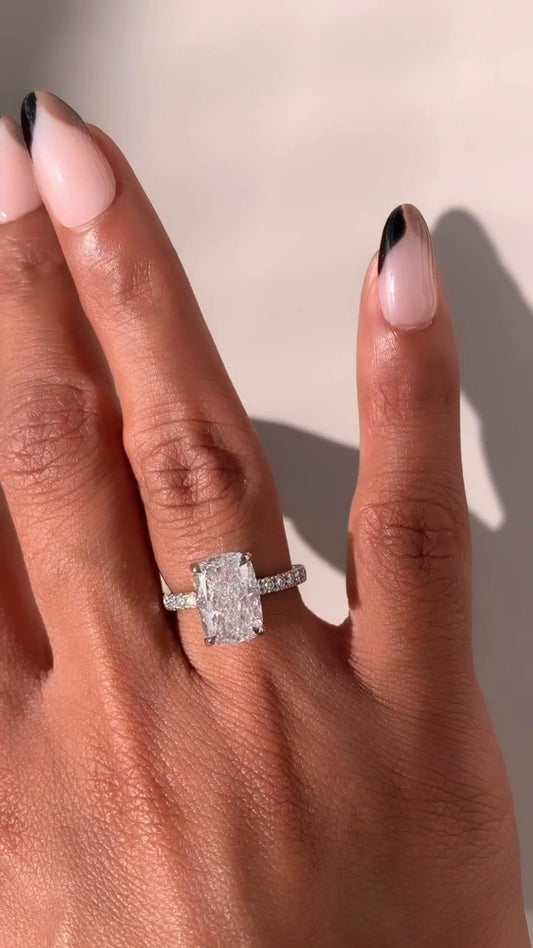 Siobhan Cushion Hidden Halo Moissanite Engagement Ring
