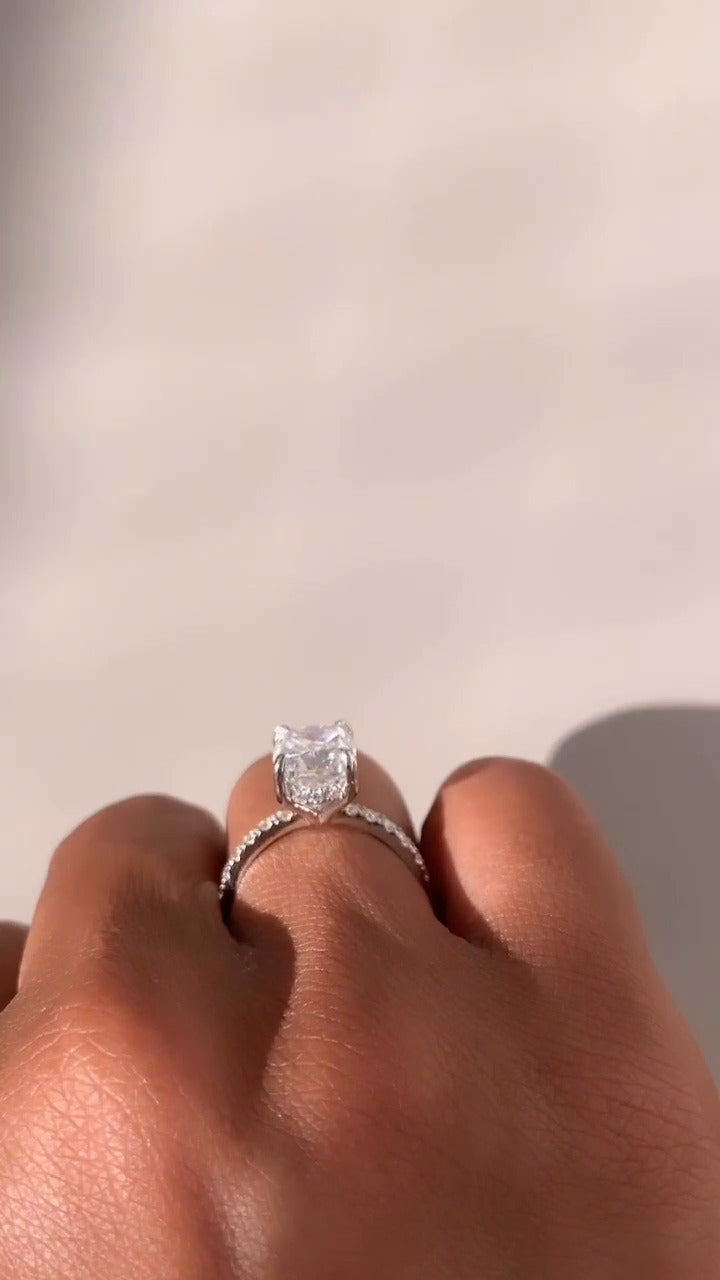 Siobhan Cushion Hidden Halo Moissanite Engagement Ring