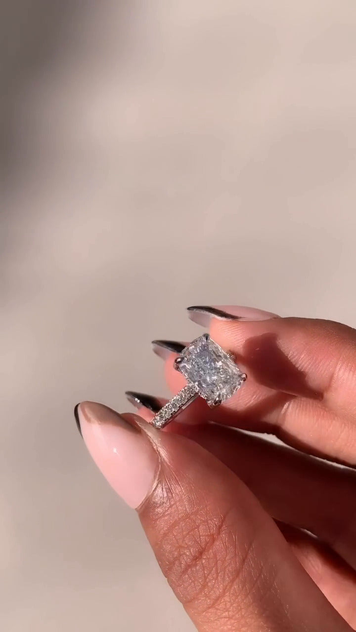 Siobhan Cushion Hidden Halo Moissanite Engagement Ring