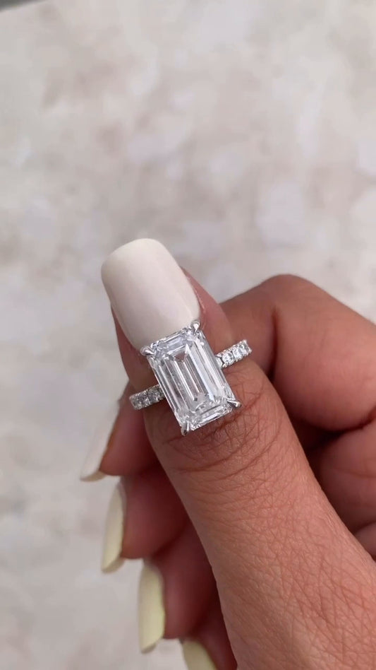 Siobhan Emerald Hidden Halo Moissanite Engagement Ring
