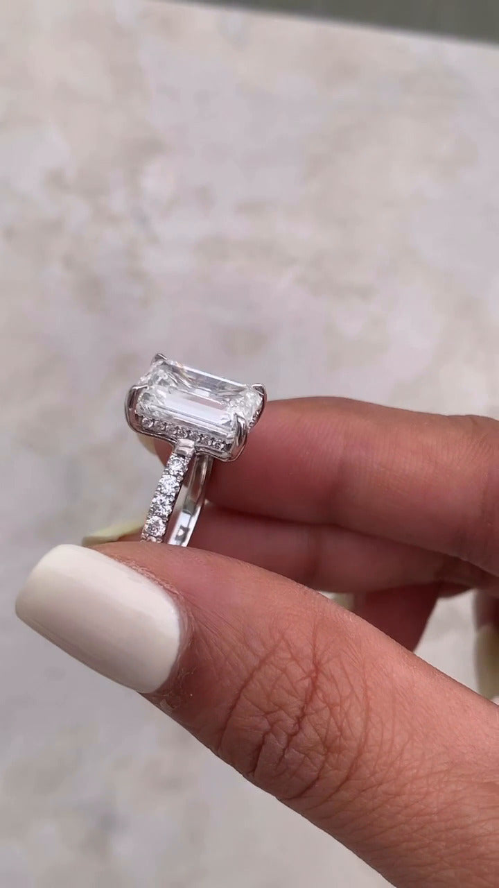 Siobhan Emerald Hidden Halo Moissanite Engagement Ring