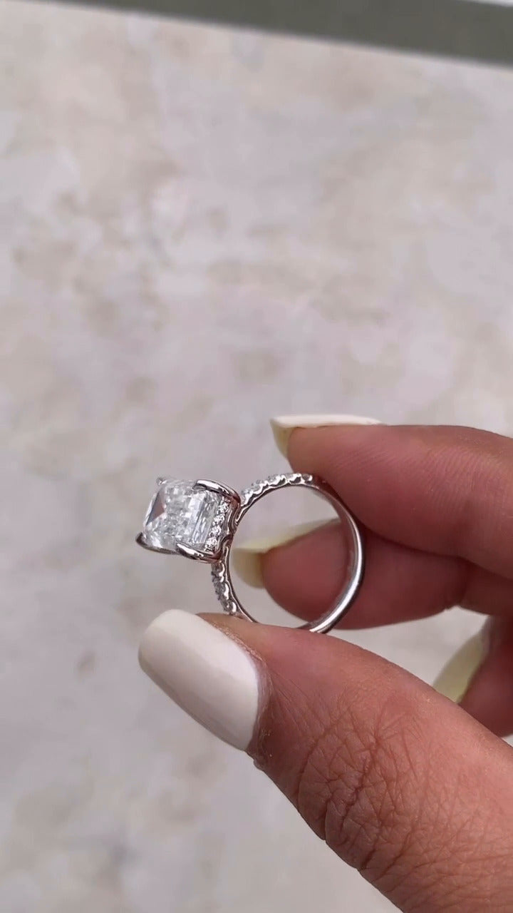 Siobhan Emerald Hidden Halo Moissanite Engagement Ring