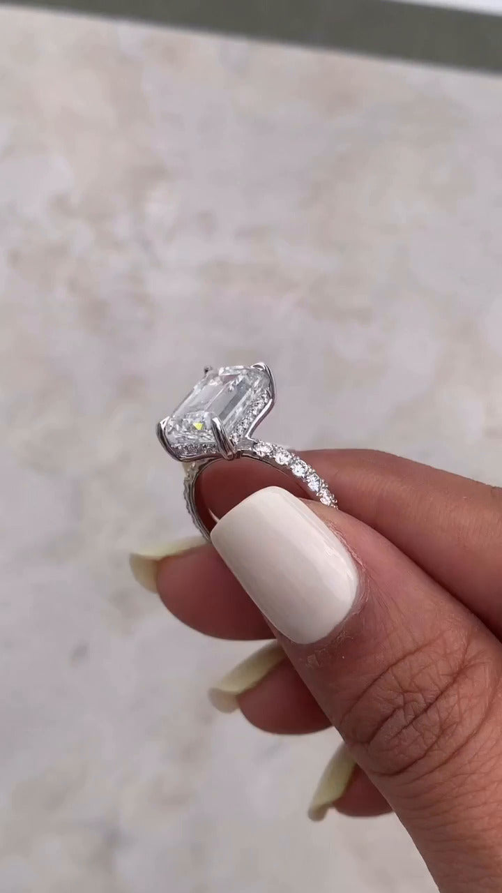 Siobhan Emerald Hidden Halo Moissanite Engagement Ring