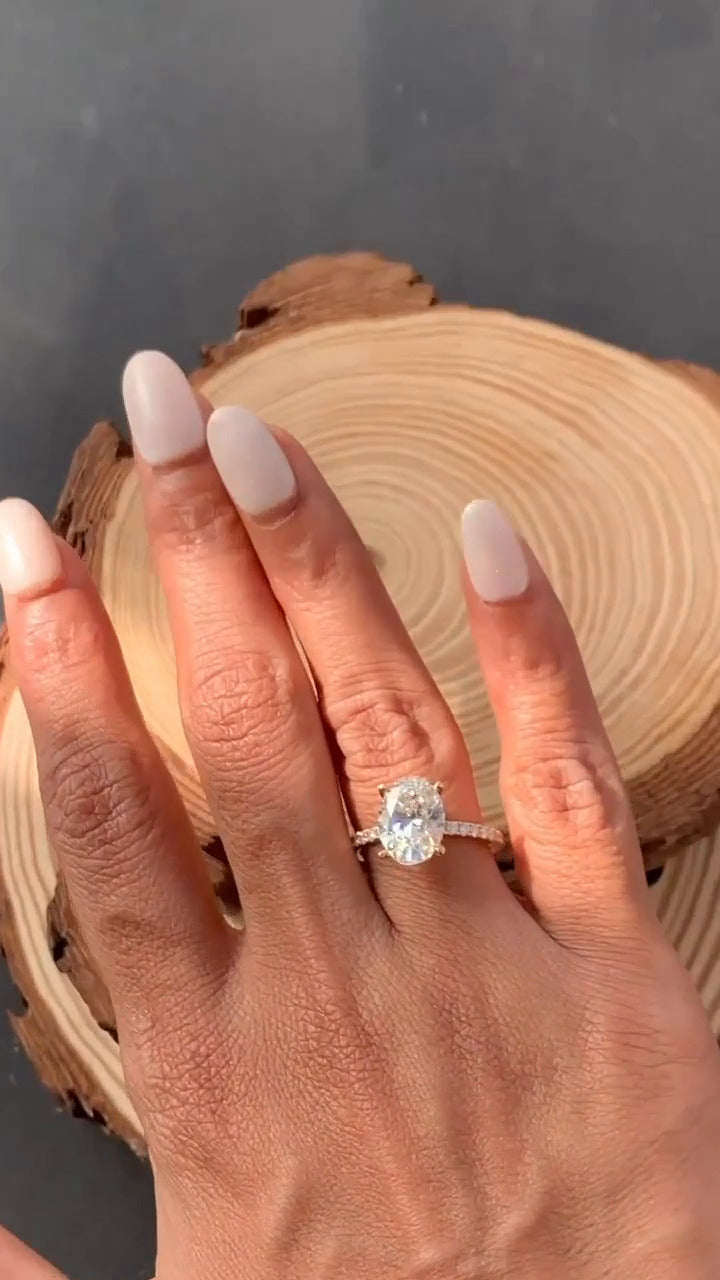 Siobhan Oval Hidden Halo Moissanite Engagement Ring