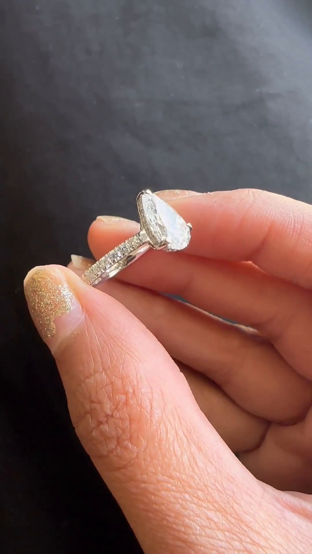 Siobhan Pear Hidden Halo Moissanite Engagement Ring