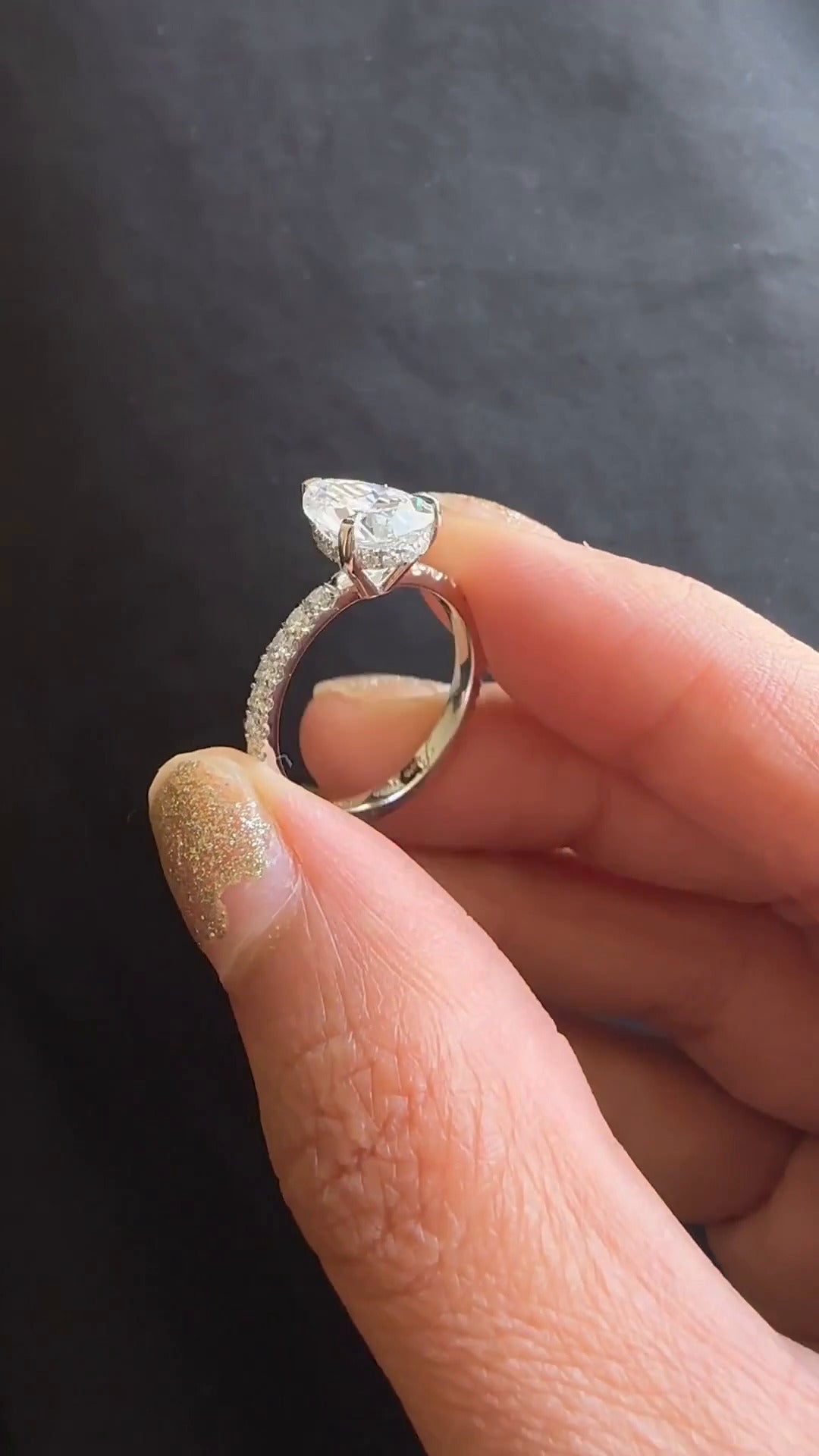 Siobhan Pear Hidden Halo Moissanite Engagement Ring