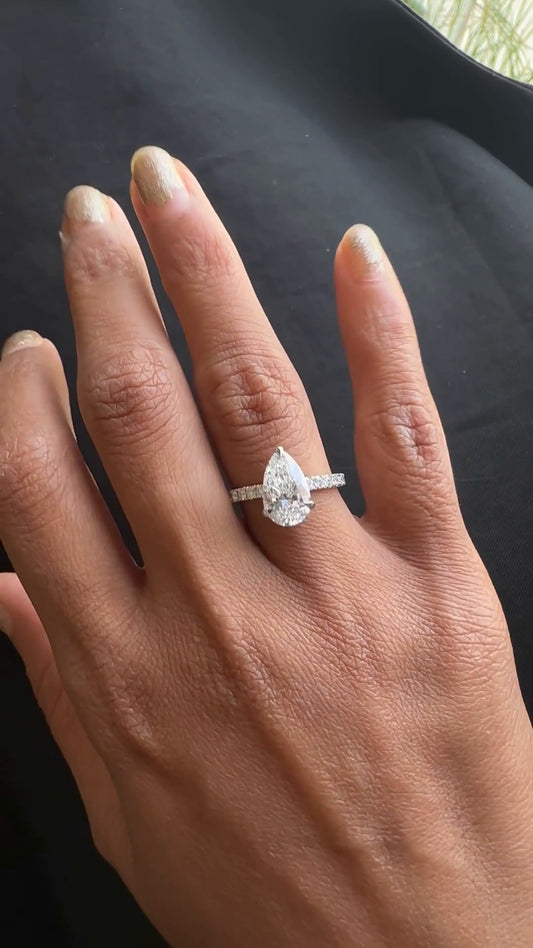 Siobhan Pear Hidden Halo Moissanite Engagement Ring