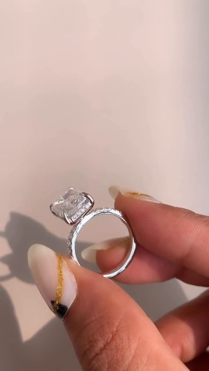 Siobhan Radiant Hidden Halo Moissanite Engagement Ring