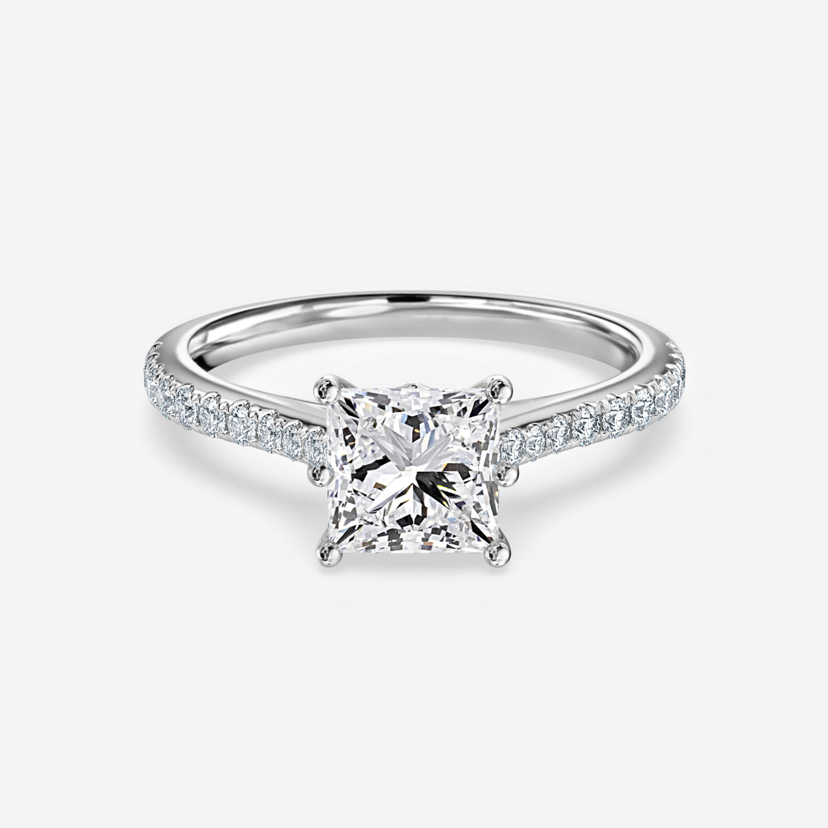 Odessa Princess Diamond Band Moissanite Engagement Ring