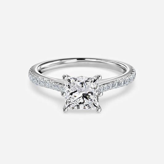 Odessa Princess Diamond Band Moissanite Engagement Ring