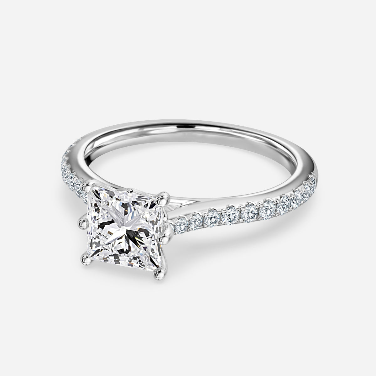 Odessa Princess Diamond Band Moissanite Engagement Ring