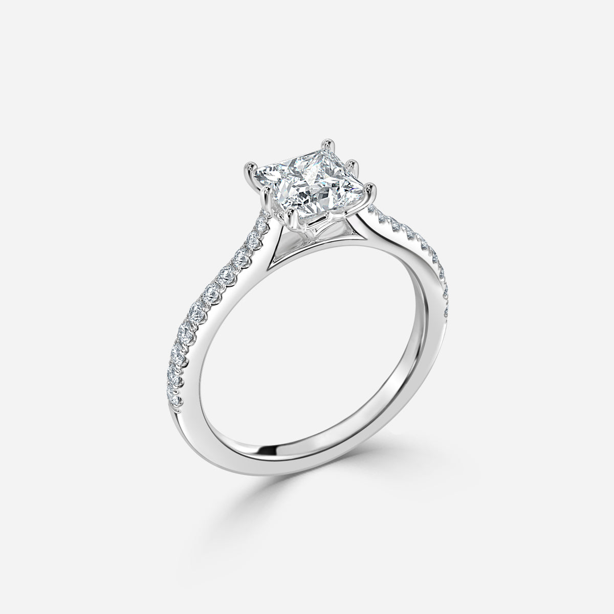 Odessa Princess Diamond Band Moissanite Engagement Ring