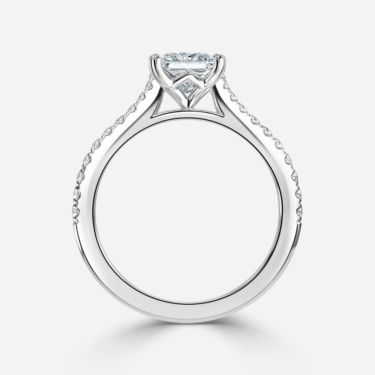 Odessa Princess Diamond Band Moissanite Engagement Ring