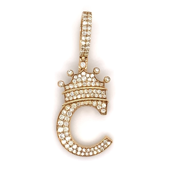 1.30 CT Moissanite Iced Out Letter "C" King Crown Pendant