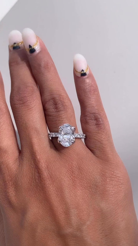 Tamara Oval Diamond Band Moissanite Engagement Ring