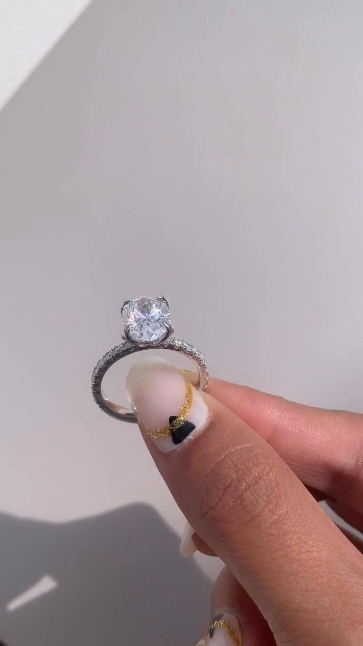 Tamara Oval Diamond Band Moissanite Engagement Ring
