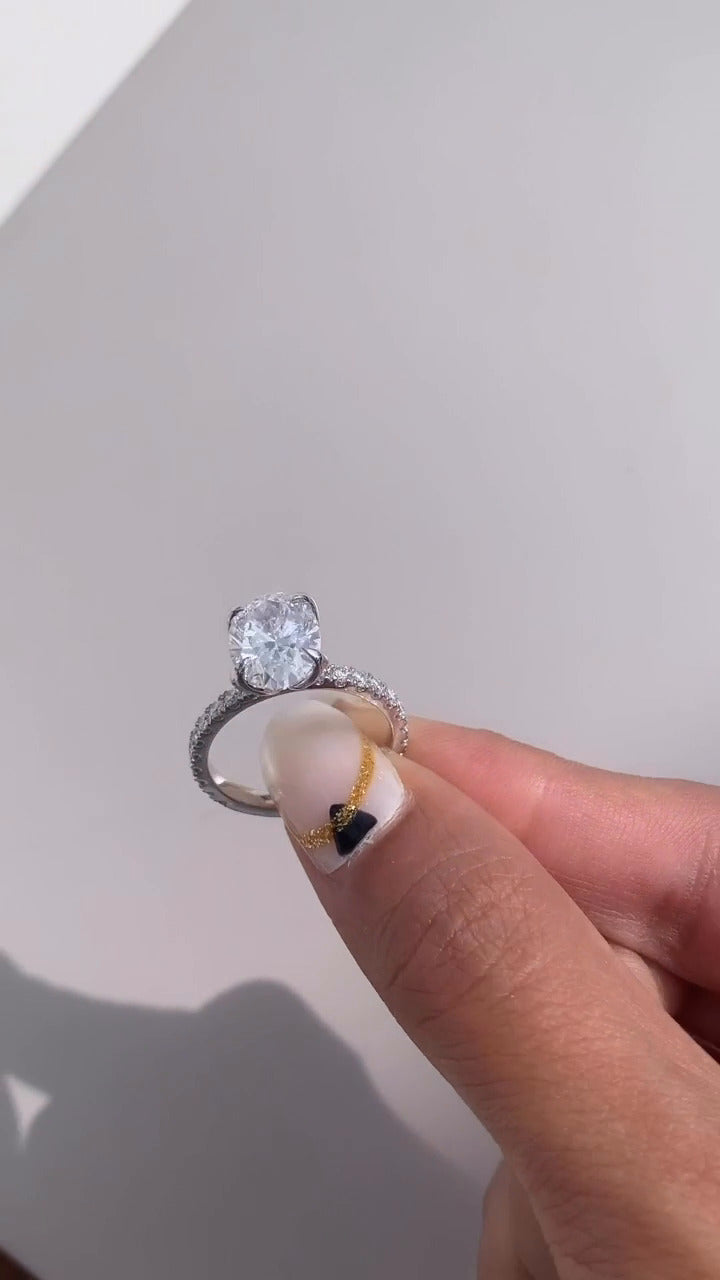 Tamara Oval Diamond Band Moissanite Engagement Ring