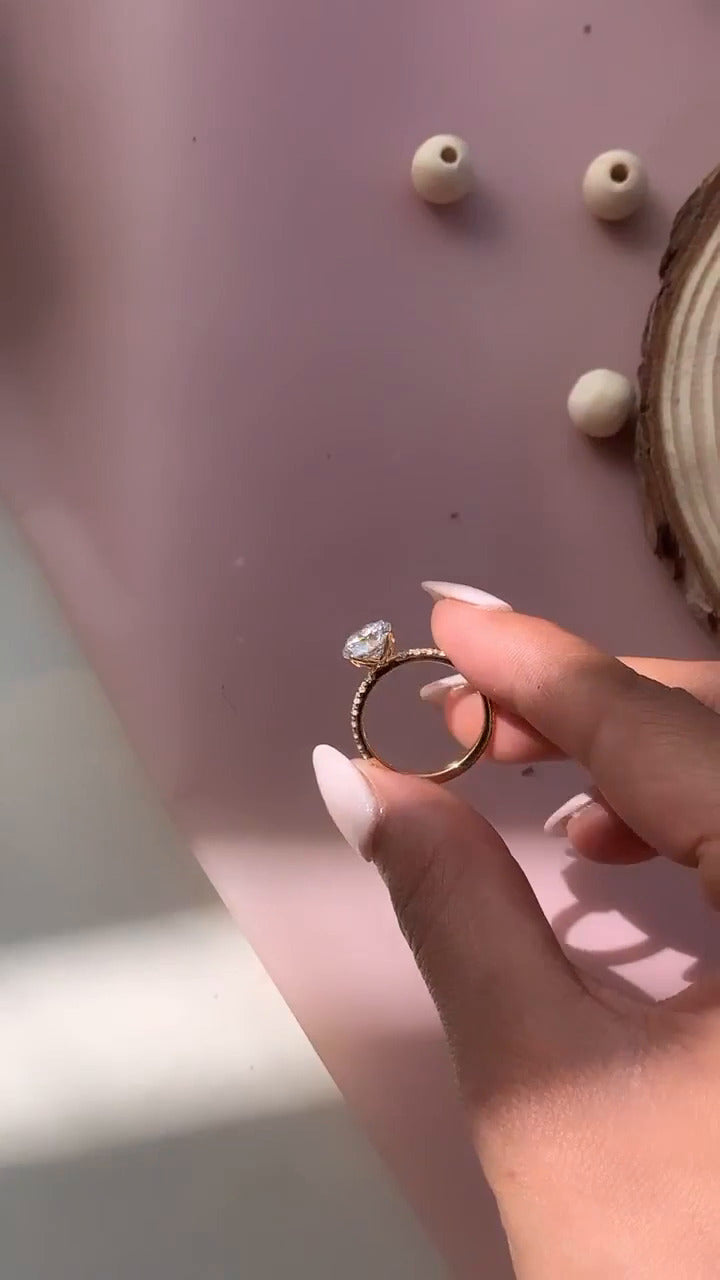Tamara Round Diamond Band Moissanite Engagement Ring
